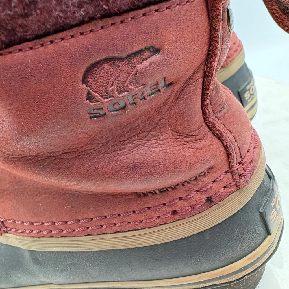 Sorel Boots Womens Size 7 Slimpack Ii Redwood Britis Leather Ankle Waterproof